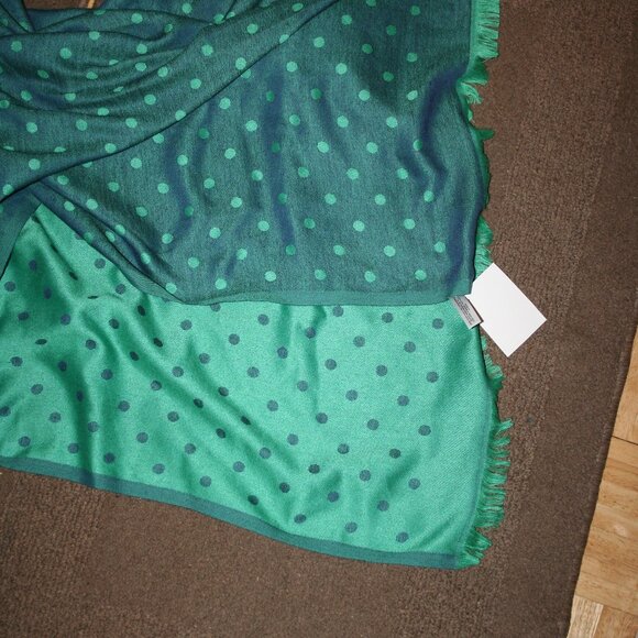 Talbots Fringed Green / Dark Green Polyester Long Winter Scarf - Picture 10 of 10